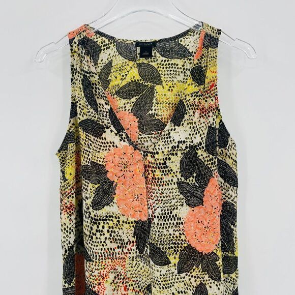 Ann Taylor Size Small Yellow Pink Floral Layered Sleeveless Tank Top Blouse - Picture 2 of 9